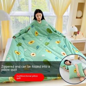 Multi-functional Lazy Quilt Student Dormitory Can Wear Sleeved Quilt (Option: Avocado-Adult Pillow)