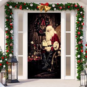 Christmas Festival Door Set Decorative Cloth (Option: SDMT163-Width 90cmx Height 200cm)