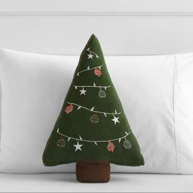 Christmas Gift Style Pillow Embroidered Affixed Cloth Embroidered Cushion (Option: Triangle Christmas Tree Pillow-Default Item)