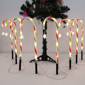 Solar Christmas Crutches Ground Plug Light Decoration Landscape Lamp (Option: Candy Color Star Style-One Drag Five)