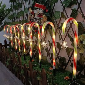 Solar Christmas Crutches Ground Plug Light Decoration Landscape Lamp (Option: Candy Color Snowflake Style-One Drag Five)