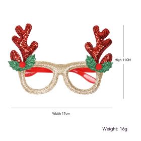 Dance Party Christmas Decorative Glasses Frame (Option: Golden Frame Red Antlers)