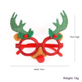 Dance Party Christmas Decorative Glasses Frame (Option: Red Frame Green Long Antlers)