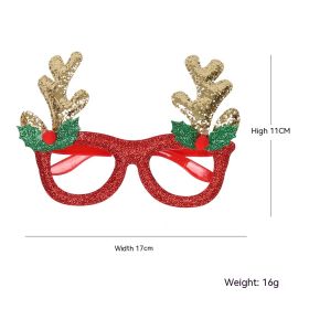 Dance Party Christmas Decorative Glasses Frame (Option: Red Frame Gold Antlers)