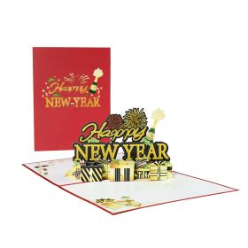 Holiday Greetings New Creative 3D Stereoscopic Greeting Cards (Option: New Year Gold Sprinkling)