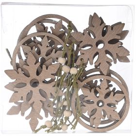 Christmas Decorations Transparent Boxed Wooden Pendant (Option: Wooden Pendant Snowflake Style)